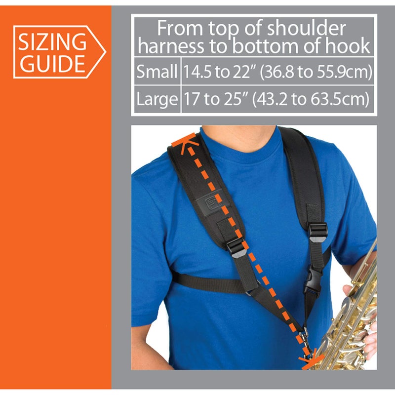 ProTec Pro Tec Saxophone Harness with Deluxe Metal Trigger Snap, Large, Model A306M, Black - Image 4